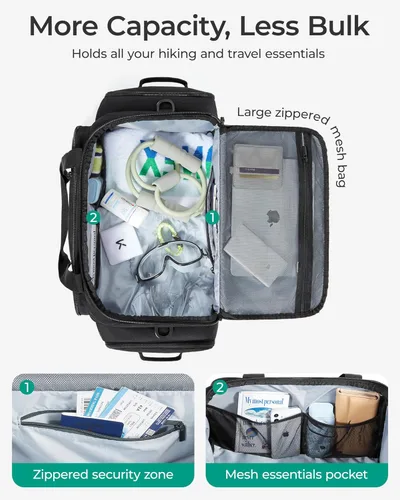 Vista 5 de BAGSMART Bolsa táctica de gimnasio para hombres, bolsa de lona de 22 litros para viajes con compartimento para zapatos, mochila táctica 4 en 1