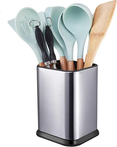 Vista 9 de RedCall - Organizador de utensilios de cocina de acero inoxidable para encimera, organizador de cucharas y espátulas, cajón rectangular moderno