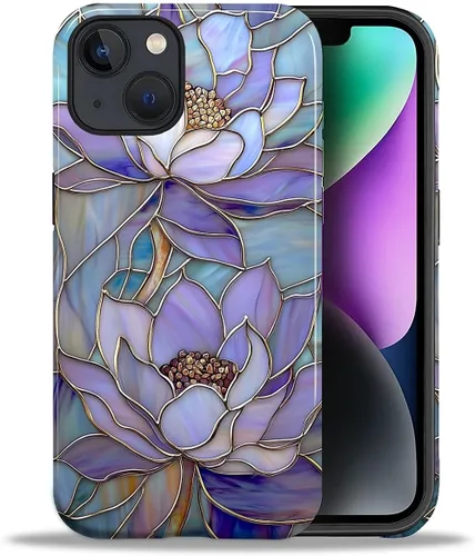 Vista 119 de ZHEGAILIAN Funda para iPhone 11, carcasa dura a prueba de golpes + silicona suave 2 en 1 híbrida, parachoques a prueba de caídas - Vidrio manchado