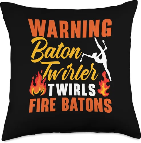 Vista 5 de Majorette Gymnastic Dancing Baton Twirl Warning Twirler Fire Baton - Almohada giratoria, 16 x 16 pulgadas, multicolor