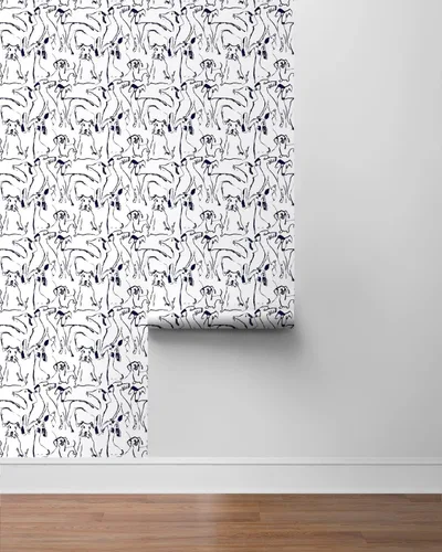 Vista 6 de Surface Style Papel tapiz autoadhesivo con diseño de garabatos de perro, negro/blanco