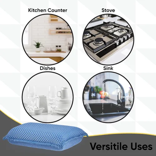Vista 3 de Esponjas de microfibra para platos, esponjas de cocina, esponja antiarañazos, esponjas de limpieza para el hogar, suministros de limpieza multiusos