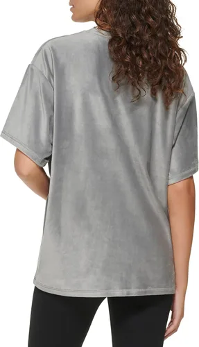 Vista 3 de DKNY Women's Sport Boxy Velour Short Sleeve Pullover