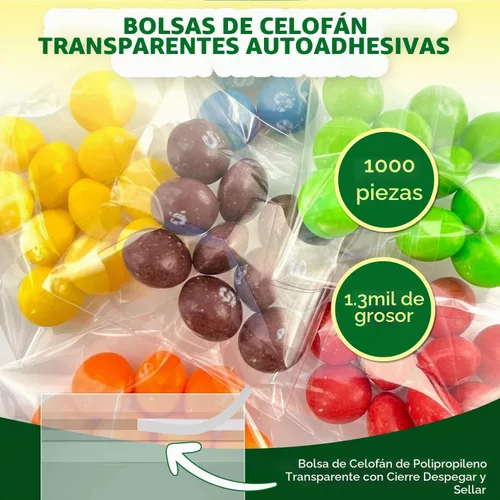 Vista 2 de Seal Fresh Bolsas de celofán autosellantes, 2 x 2 pulgadas (1000 unidades), bolsa de plástico transparente resellable para violonchelo, bolsas