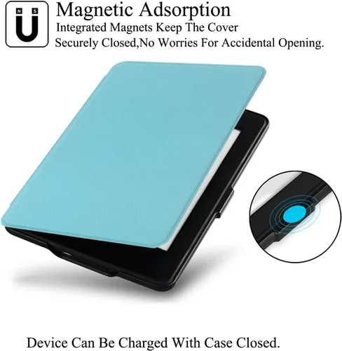 Vista 4 de Funda para Kindle (10ª generación 2019), piel sintética, delgada, ligera, con funda protectora inteligente de encendido y apagado automático
