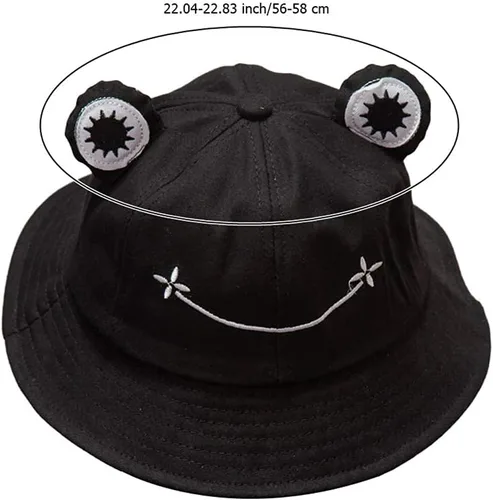 Vista 3 de Poznjo Sombrero de rana para adultos y adolescentes, lindo sombrero de pescador de rana de algodón, divertido sombrero de pescador para hombres