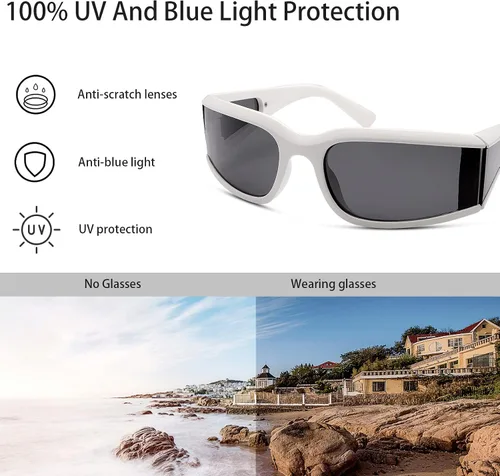 Vista 7 de Gafas de sol deportivas UV400 con montura pequeña para hombres y mujeres, gafas de sol con montura pequeña, para actividades recreativas