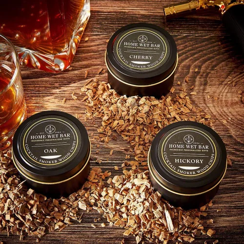 Vista 3 de HomeWetBar Juego de virutas de madera para ahumar whisky, roble, cereza y nogal para cóctel y whisky