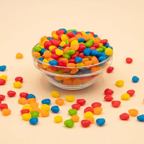 Vista 6 de Mini Candy Hearts Bolsa de 1 libra Caramelo duro de sabores de frutas surtidos Corazones de arcoíris para bufés de dulces, aperitivos