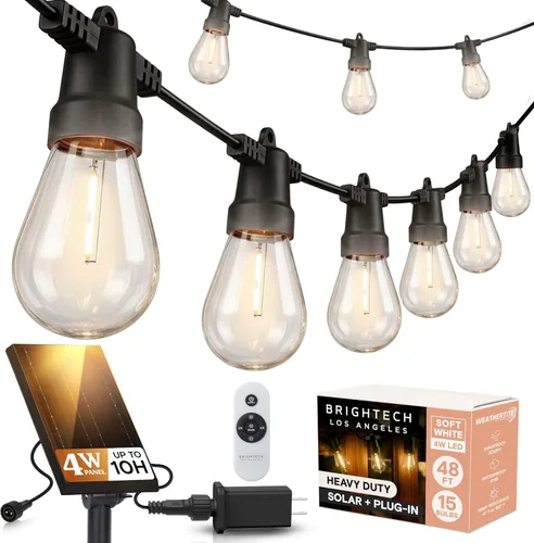 Vista 9 de Brightech Ambience Pro - Guirnalda de luces LED impermeables para exteriores con energía solar – Luces de patio de grado comercial con bombillas