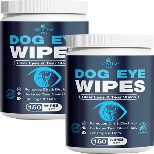 Vista 9 de NOVEHA 100 toallitas para ojos de perro, removedor de manchas de lágrimas para perros, formuladas con manzanilla y aloe para eliminar desechos
