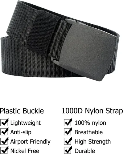 Vista 2 de Cinturón táctico de nylon para hombre con hebilla plástica