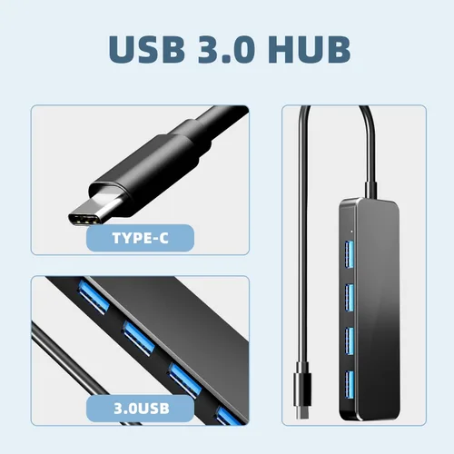 Vista 2 de Hub USB C 4 puertos, Eanetf USB C a USB Hub 3.0 Divisor USB para Mac Pro, iMac, iPad Pro, Chromebook, Pixelbook, Dell XPS, Samsung y más