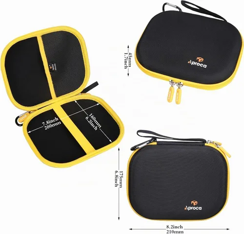 Vista 6 de Aproca Funda compatible con auriculares Bluetooth 2 en 1 con banda para el cuello DEWALT resistente magnético/negro, bolsa de almacenamiento