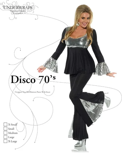 Vista 3 de UNDERWRAPS Disfraz de discoteca de los años 70 para mujer