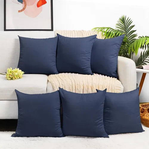 Vista 49 de Coddsmz Paquete de 6 fundas de almohada decorativas 100% algodón, fundas de cojín cuadradas de Navidad sólidas para el hogar, cama, sofá, día