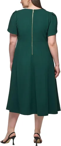 Vista 3 de Calvin Klein Vestido Shealth de manga corta con cuello redondo y tulipán para mujer