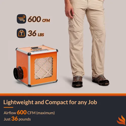 Vista 2 de PURISYSTEMS Purificador de aire industrial/comercial con generador de luz/iones, filtración de 5 etapas, 800 pies cuadrados, 600 CFM, apilable