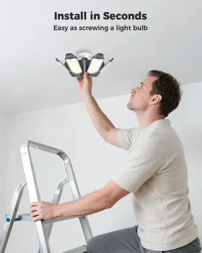 Vista 6 de SEOBIOG Paquete de 2 luces LED de garaje, iluminación de bahía de luz de tienda de 20000 lm 6500K