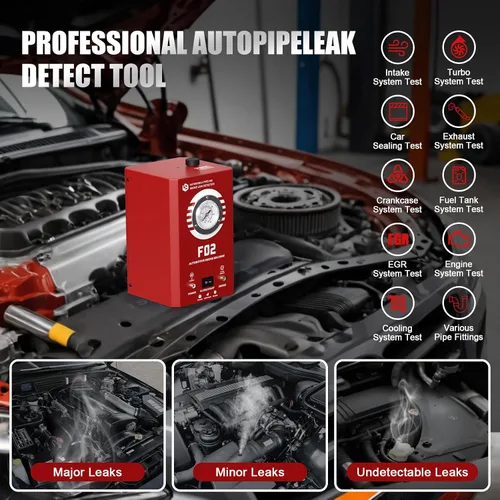 Vista 2 de Máquina de Humo Automotriz con Medidor de Presión, Detector de Fugas de Humo EVAP F02 para Coche y Todos los Vehículos de 12V CC en Vacío, Sistema