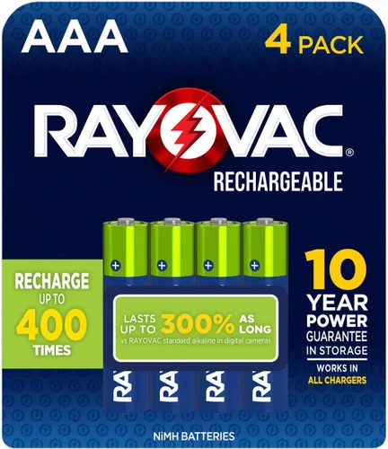 Vista 10 de RAYOVAC Baterías AA recargables (paquete de 4), baterías recargables NiMH Doble A
