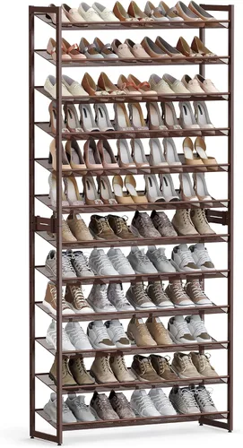 Vista 22 de SONGMICS ULMR03A organizador de zapatos con 3 estantes de metal apilables en dos posiciones (plano e inclinado) para armario, habitación o entrada
