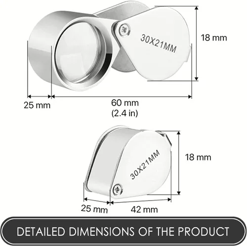 Vista 6 de KINGMAS Lupa de bolsillo para joyería de 1.181 x 0.827 in, lupa de ojo de joyeros