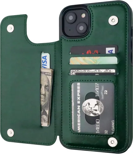 Vista 18 de ONETOP - Funda tipo cartera compatible con iPhone 14 Plus con soporte para tarjetas, funda de piel sintética con soporte y ranuras para tarjetas