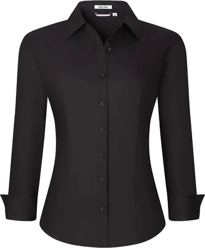 Vista 12 de Alex Vando - Blusa de botones para mujer, sin arrugas, manga larga, casual, para el trabajo