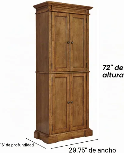 Vista 3 de Homestyles Americana - Despensa de roble envejecido, 72 pulgadas de alto