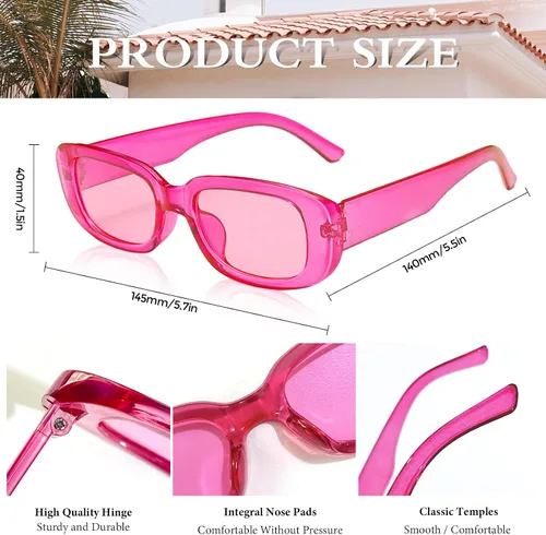 Vista 6 de SUNOVELTIES Paquete de 10 lentes de sol rectangulares para mujer, lentes cuadrados angostos retro de los años 90, estéticos vintage, Uniex