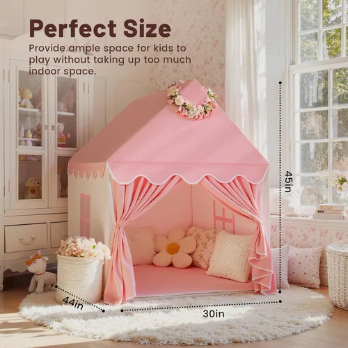 Vista 2 de Tienda de campaña para niños y niñas, gran casa de juegos de hadas para niños, castillo de princesa, tienda de campaña, juguetes de regalo