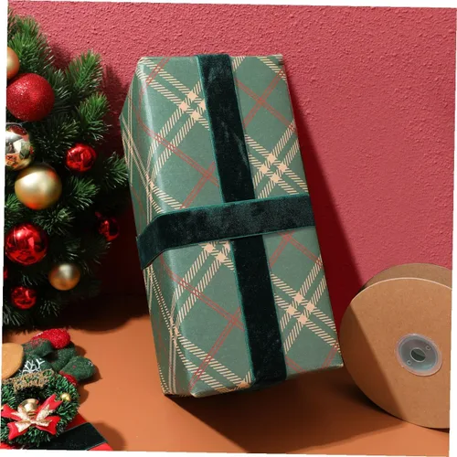 Vista 5 de Ciieeo 1 rollo de cintas de terciopelo vintage de Navidad de 1.0 in, cinta de terciopelo para Navidad