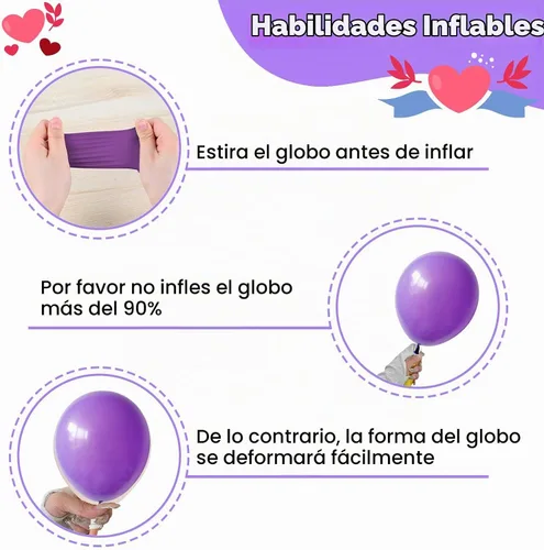 Vista 3 de Globos rosa púrpura negros, 50 unidades de 12 pulgadas, globos de cumpleaños con forma de corazón impresos en color rosa púrpura metálico negro