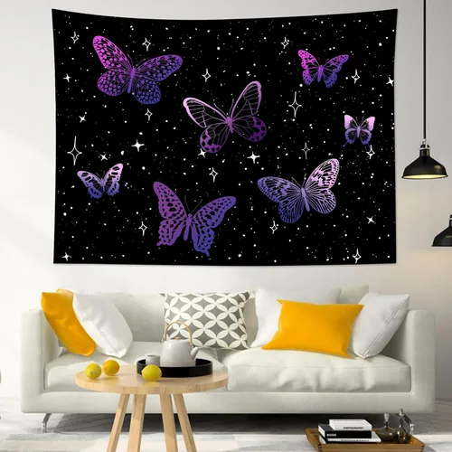 Vista 5 de HVEST Tapiz de lobo, tapiz de bosque psicodélico, tapiz para colgar en la pared, tapices de luna, animales salvajes, decoración de habitación, manta