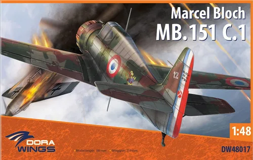 Vista 5 de Dora Wings Escala 1/48 Marcel Bloch MB.151C.1 - Kit de construcción de modelos de plástico # DW48017