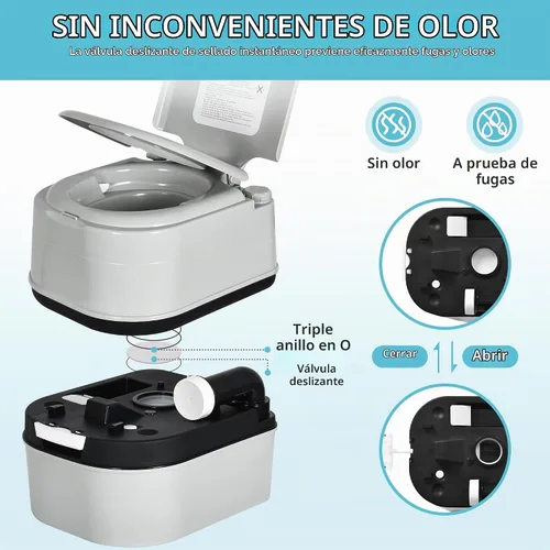 Vista 4 de YITAMOTOR Baño portátil de 6.34 galones para acampar con colección de papel Gris