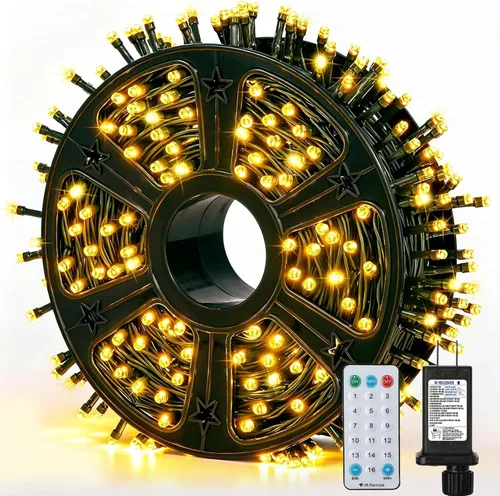 Vista 55 de Guirnalda de 100 luces LED de Pascua de 33 pies enchufables, multicolor pastel, 16 modos de luces parpadeantes, guirnalda de luces impermeables