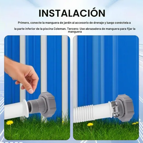 Vista 5 de Drenaje de piscina para piscinas Coleman/sobre el suelo/Bestway Id1.5 pulgadas, adaptador de manguera de drenaje, enchufe de drenaje para conectar a