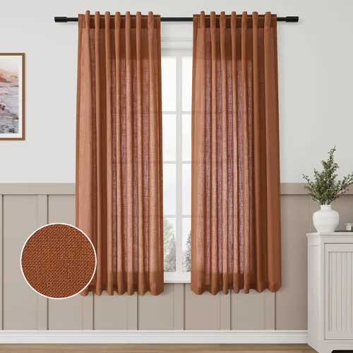 Vista 40 de Aersas Aqua Green Linen Curtains 84 Inches Long 2 Panels Set Back Tab Rod Pocket Living Room Curtain Farmhouse Rustic Light Filtering Hook Drapes