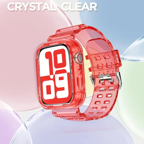 Vista 269 de DABAOZA - Correa transparente compatible con Apple Watch con estuche protector, correa deportiva de TPU con brillo para mujeres y hombres