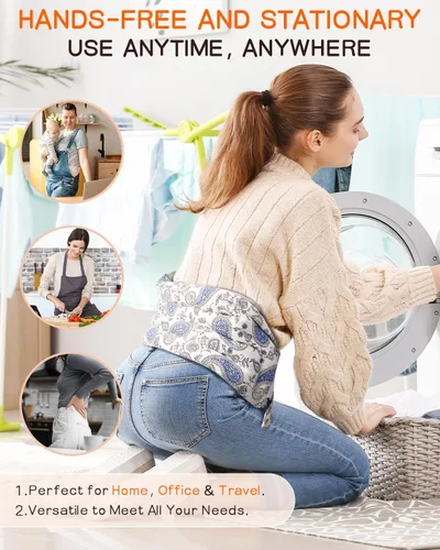 Vista 6 de Almohadilla térmica para microondas para espalda con calor húmedo, envoltura térmica extragrande para microondas para lumbar, cintura, estómago