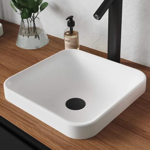 Vista 8 de Kraus KSR-9MW Natura - Lavabo para baño, color blanco mate