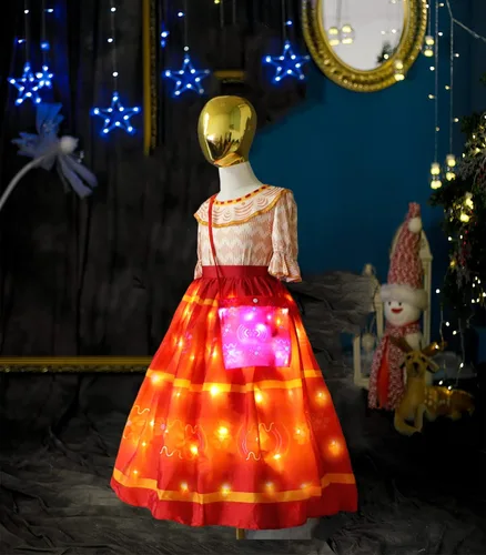 Vista 2 de QooGoo Disfraz de princesa para niñas con luz LED