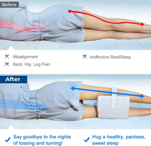 Vista 4 de KingPavonini Almohada de rodilla refrescante para dormir de lado, almohadas de piernas de espuma viscoelástica de gel para dormir de lado con funda