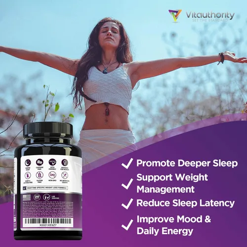 Vista 4 de Vitauthority Píldoras MELT PM nocturnas y pérdida de peso: apoyan naturalmente un sueño más reparador, con Ashwagandha y L-teanina - 30 porciones