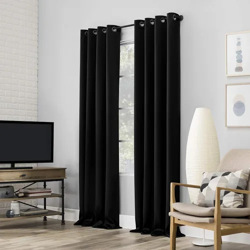 Vista 63 de Sun Zero Nordic - Juego de 2 paneles de cortinas con ojales de grado teatral extremo 100% opacas, 104" x 96" (2* 52" x 96"), cortinas opacas blanco