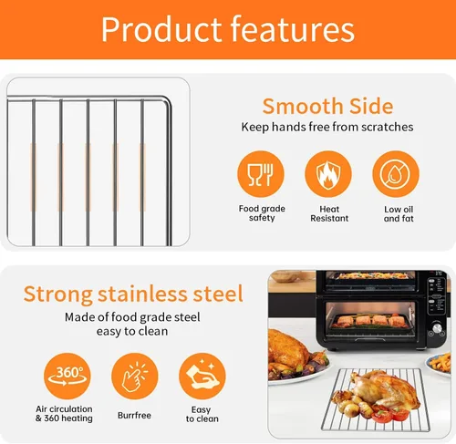 Vista 4 de GWY Rejilla de alambre para Ninja DCT451 DCT401 DCT402BK 12 en 1 Smart Double Horno 13 '' ×12.4'' Acero inoxidable tostador horno de refrigeración