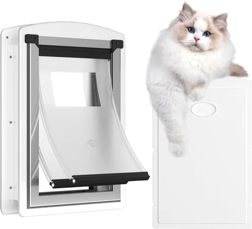 Vista 7 de [MAVRICTECH] Extea - Puerta grande para perro para puerta, puerta de perro para puerta interior y exterior con marco de acero y túnel telescópico