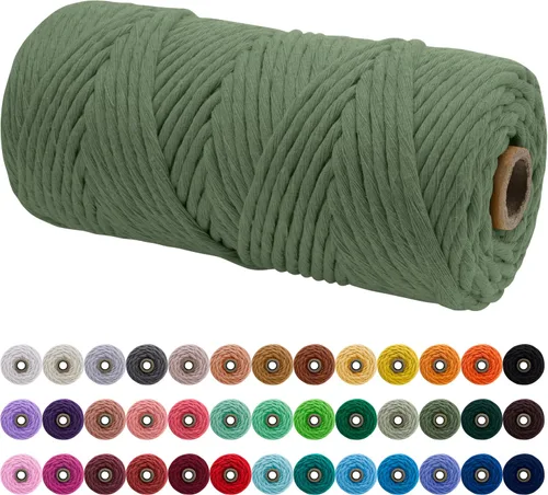 Vista 25 de JeogYong Cordón de macramé de un solo hilo 3 mm x 109 yardas (328 pies) Cuerda de algodón suave Hilo de macramé de 3 mm, suministros de macramé